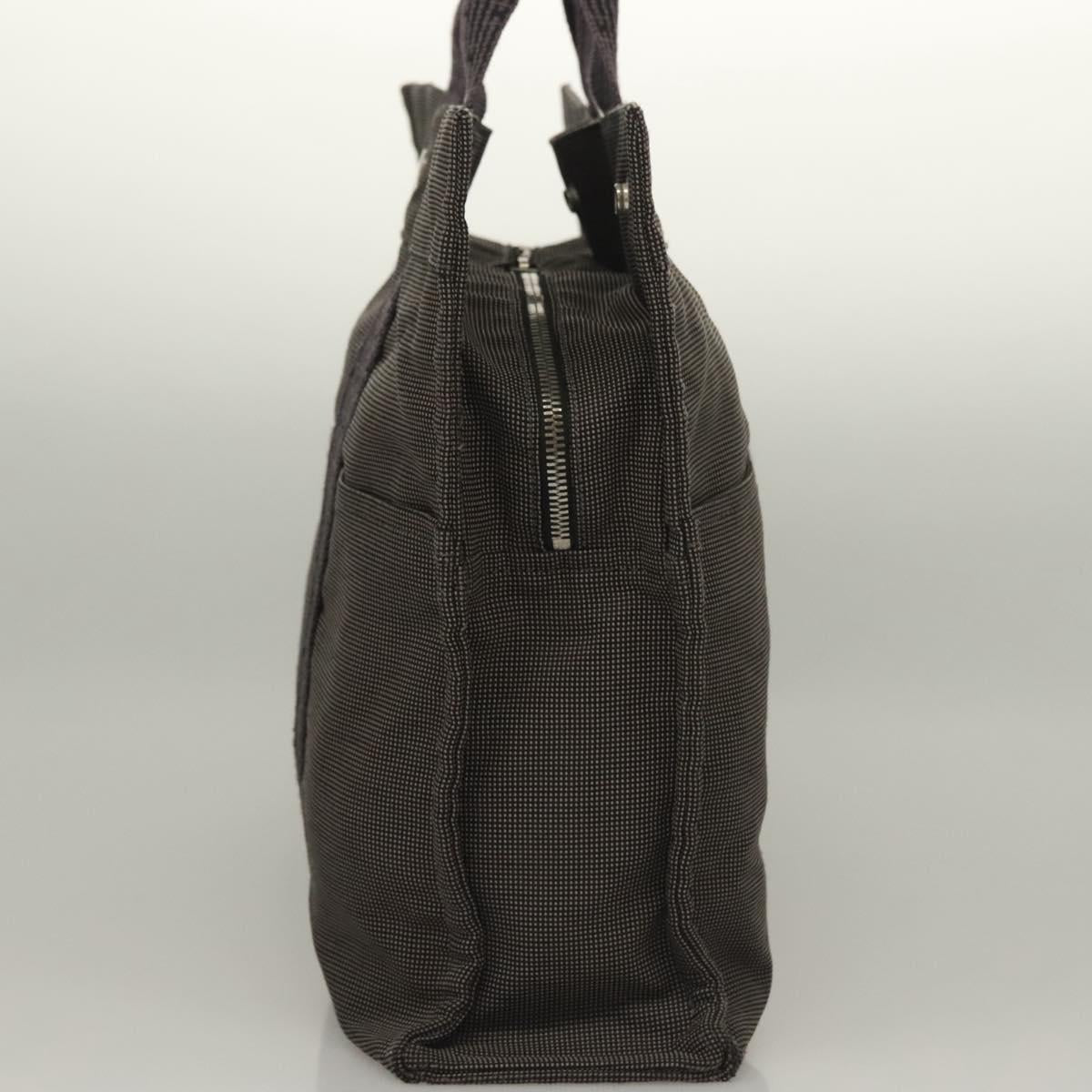HERMES Her Line MM Hand Bag Canvas Gray Auth 135664