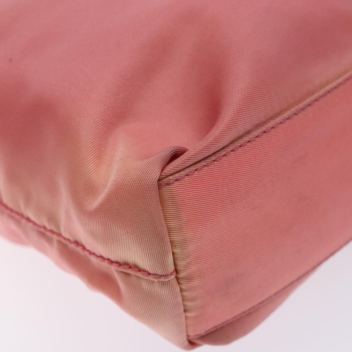 PRADA Tote Bag Nylon Pink Gold Auth 135667