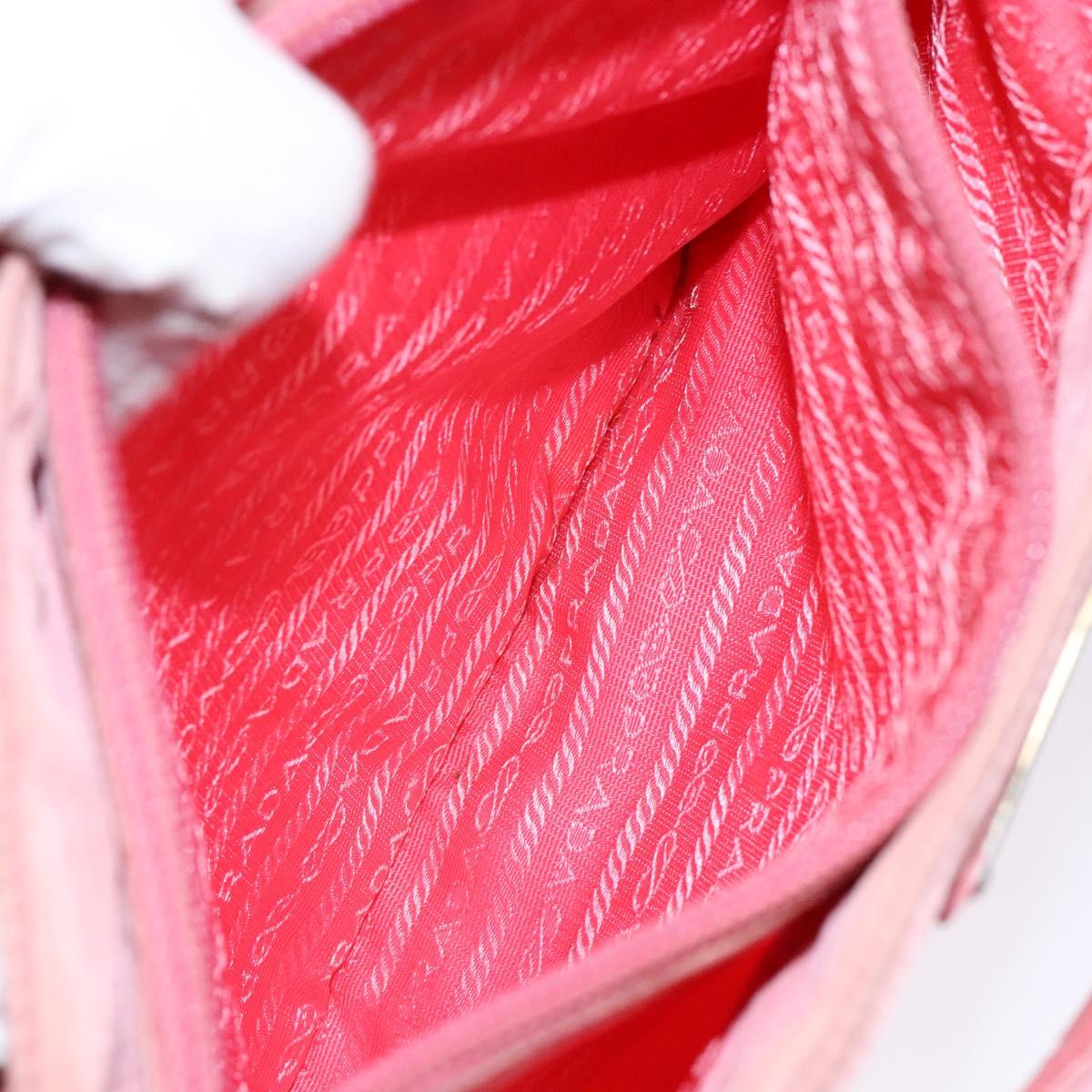 PRADA Tote Bag Nylon Pink Gold Auth 135667