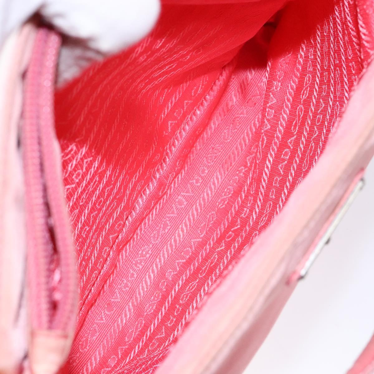 PRADA Tote Bag Nylon Pink Gold Auth 135667