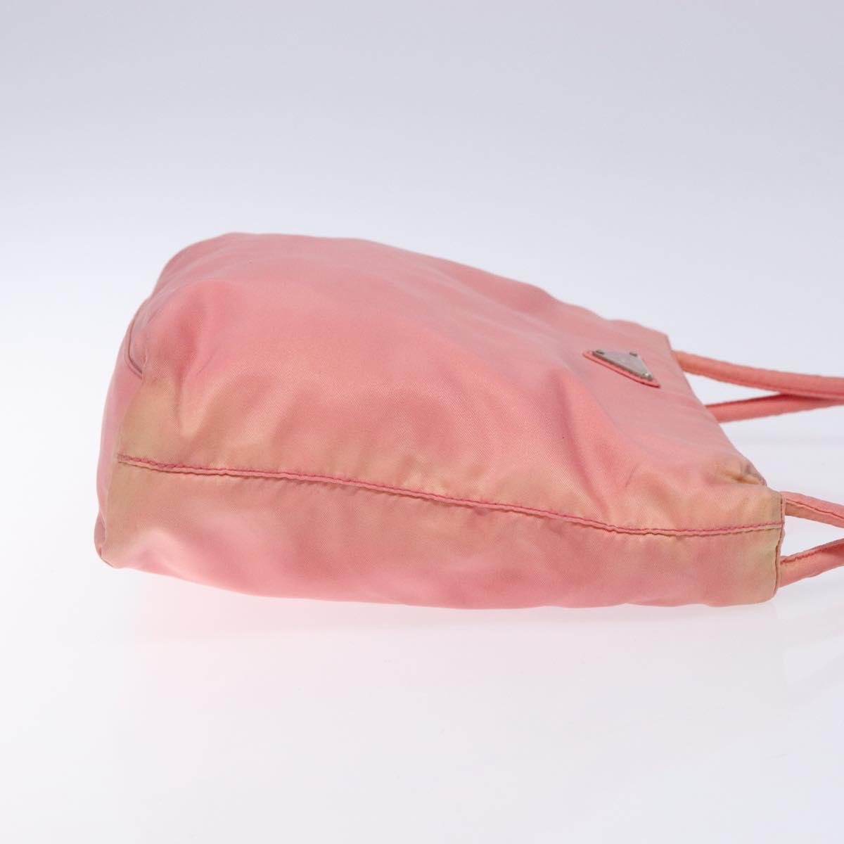PRADA Tote Bag Nylon Pink Gold Auth 135667