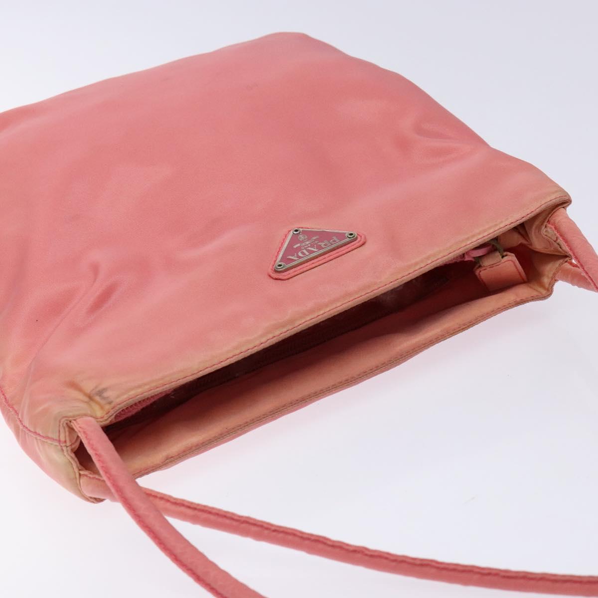 PRADA Tote Bag Nylon Pink Gold Auth 135667