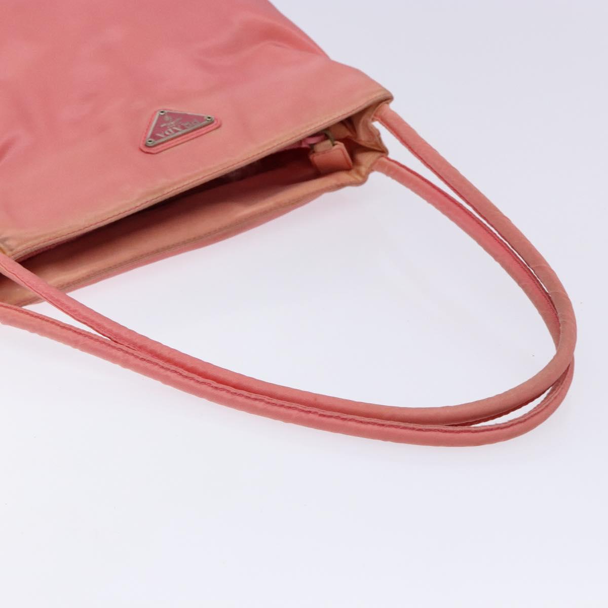 PRADA Tote Bag Nylon Pink Gold Auth 135667