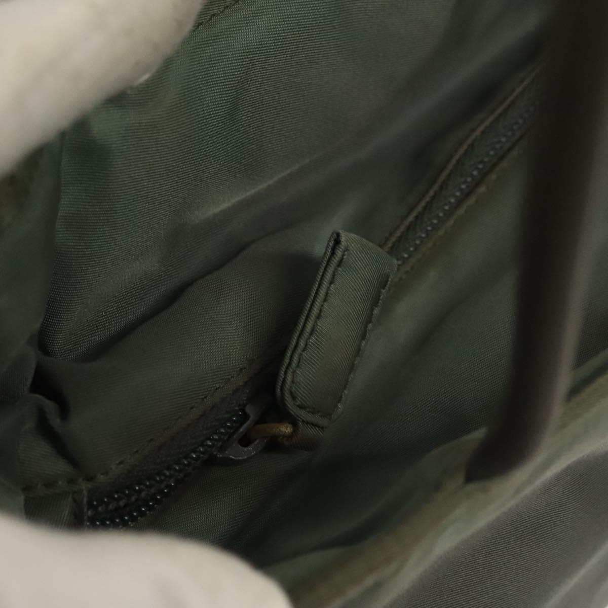 PRADA Hand Bag Nylon Khaki Silver Auth 135704