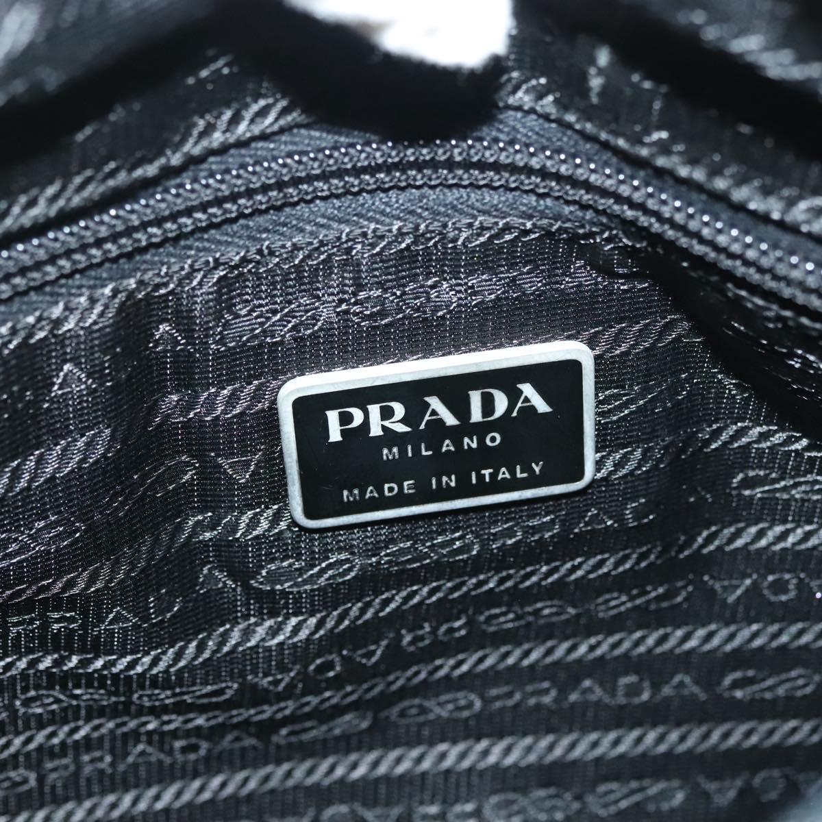 PRADA Hand Bag Nylon Khaki Silver Auth 135704