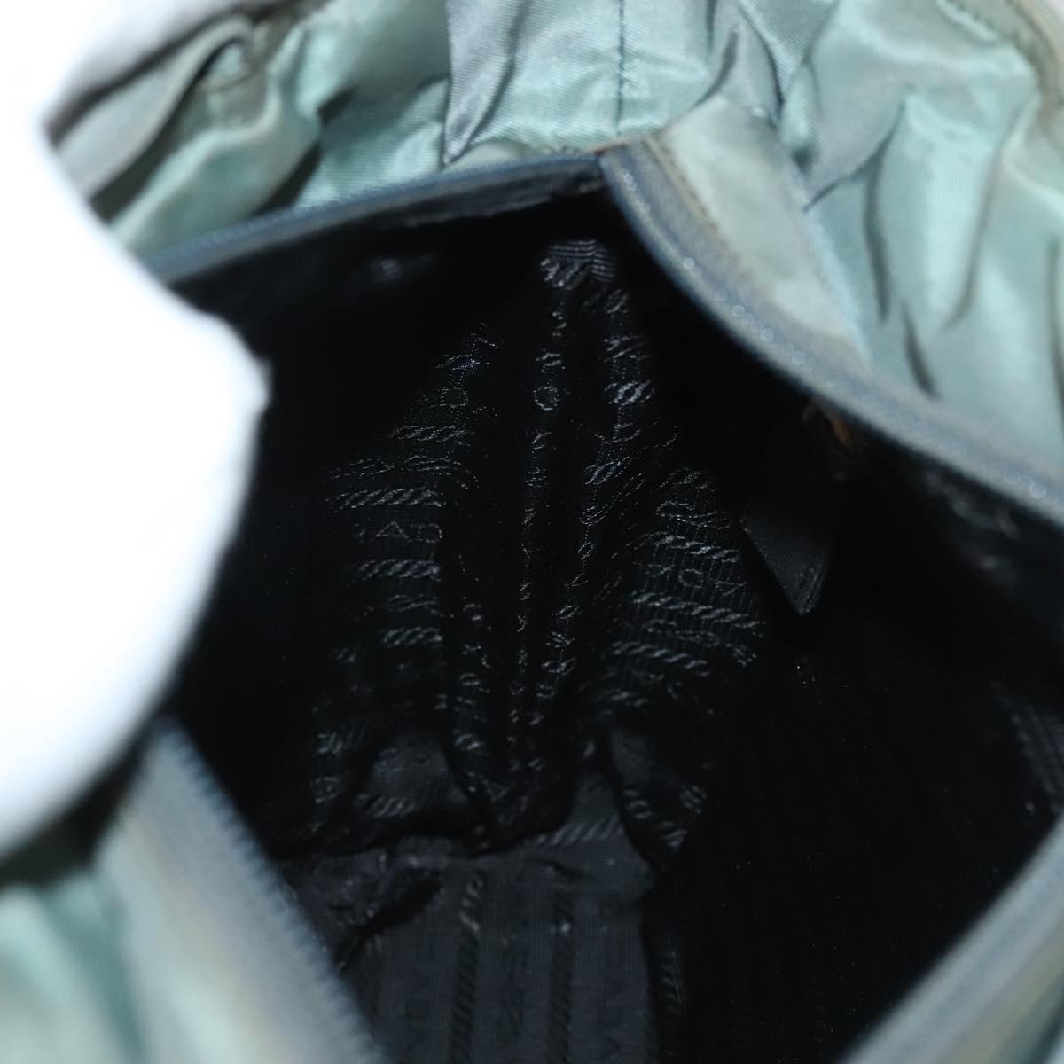 PRADA Hand Bag Nylon Khaki Silver Auth 135704