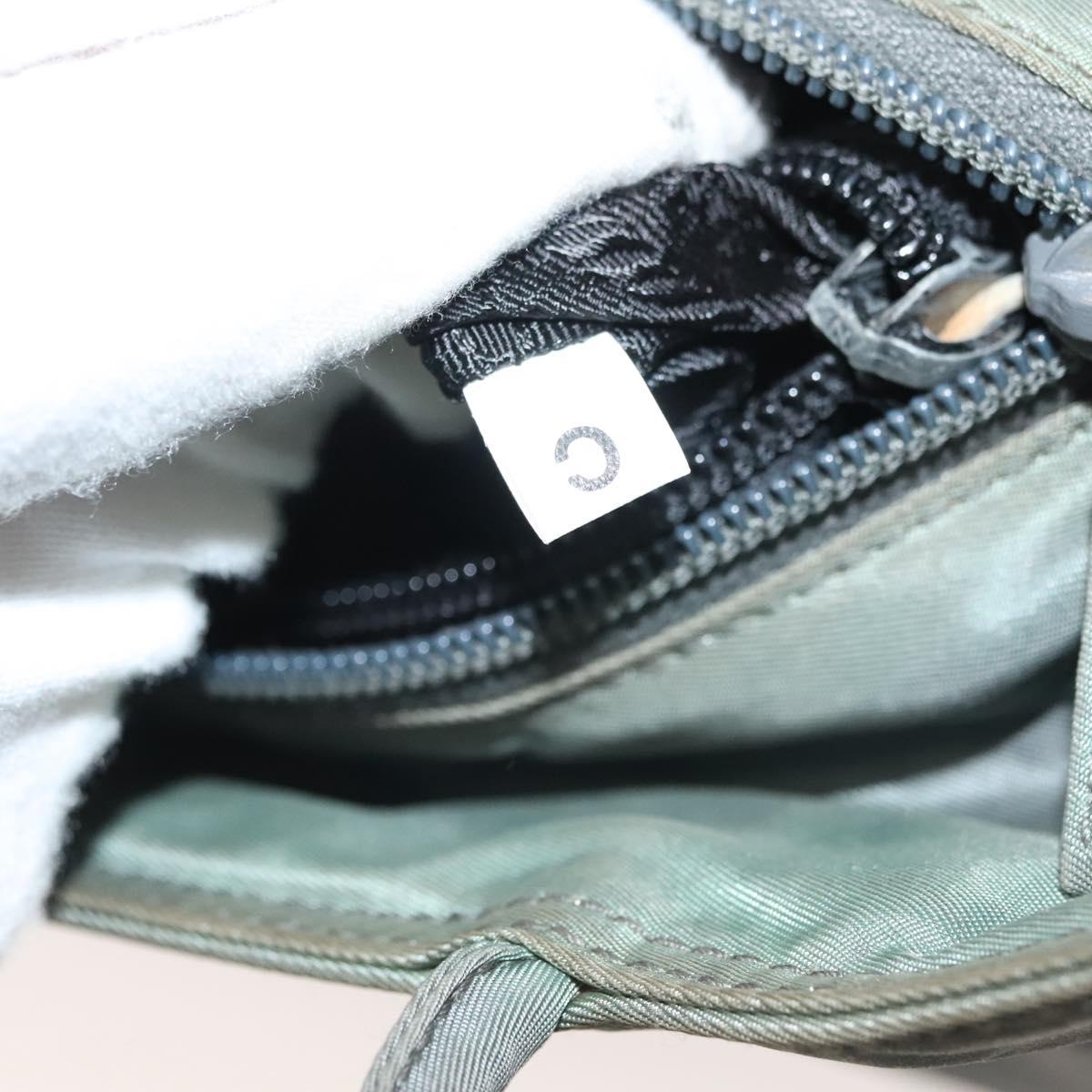PRADA Hand Bag Nylon Khaki Silver Auth 135704