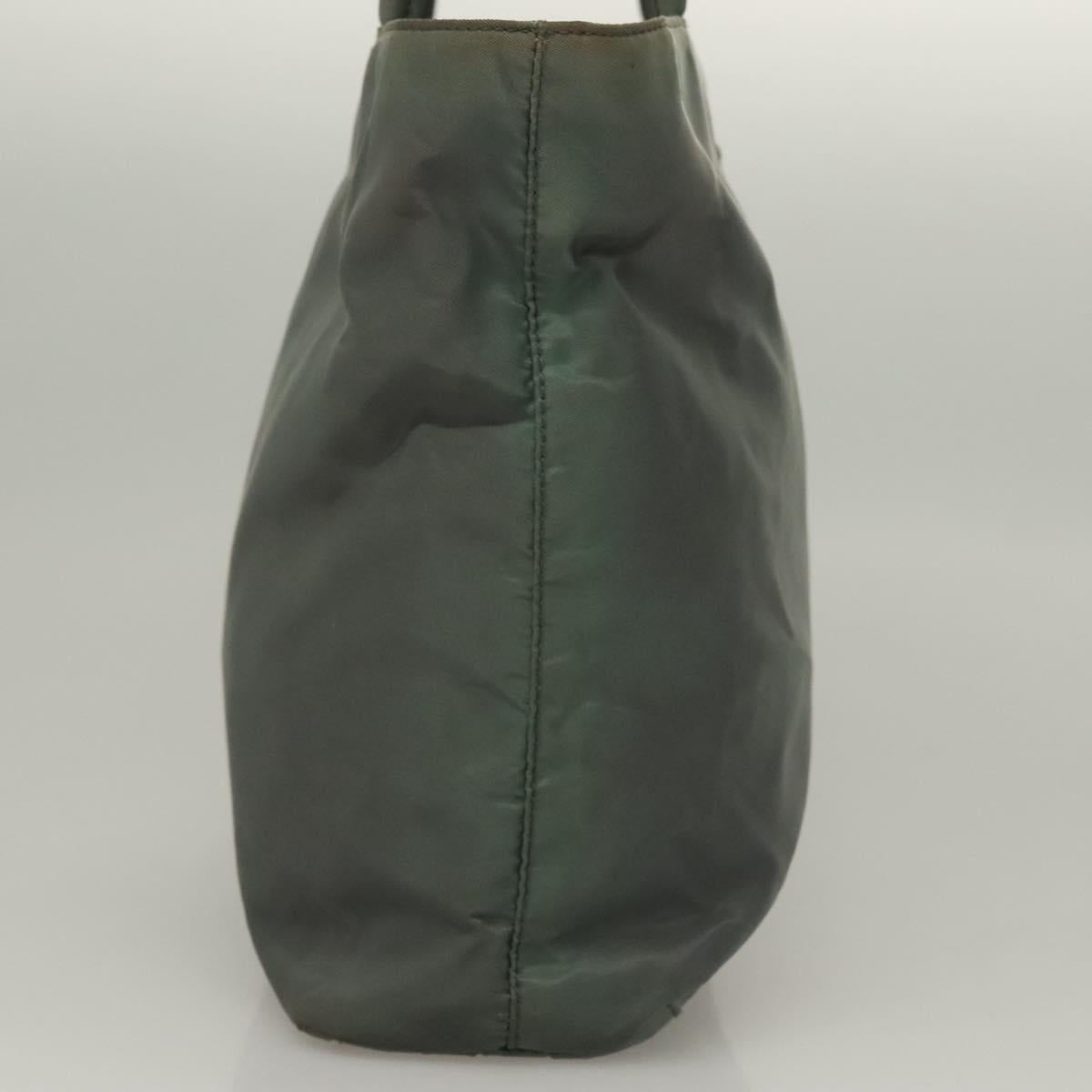PRADA Hand Bag Nylon Khaki Silver Auth 135704