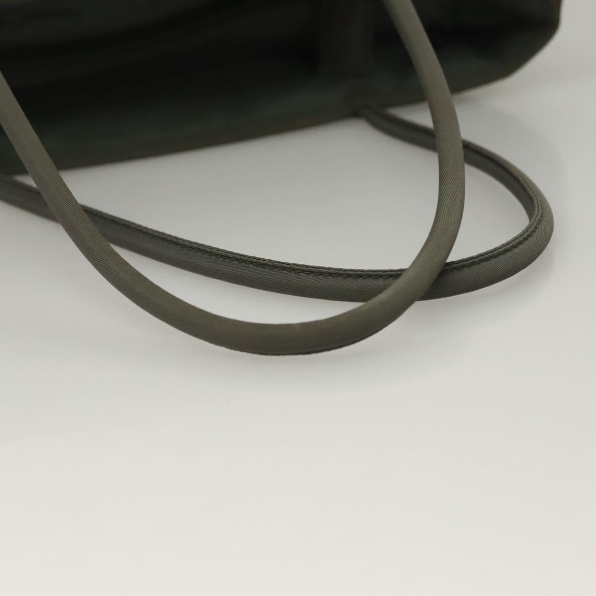 PRADA Hand Bag Nylon Khaki Silver Auth 135704