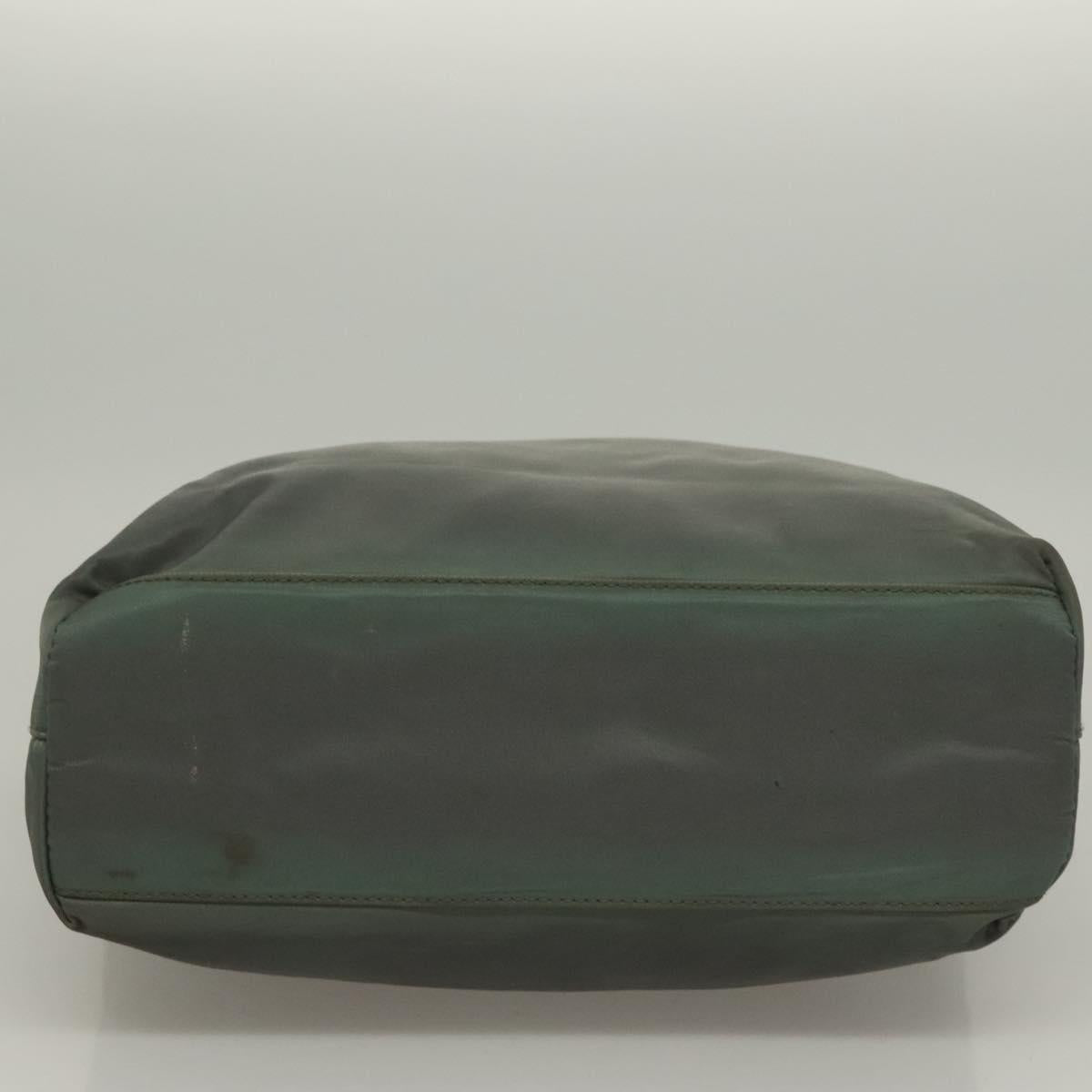 PRADA Hand Bag Nylon Khaki Silver Auth 135704