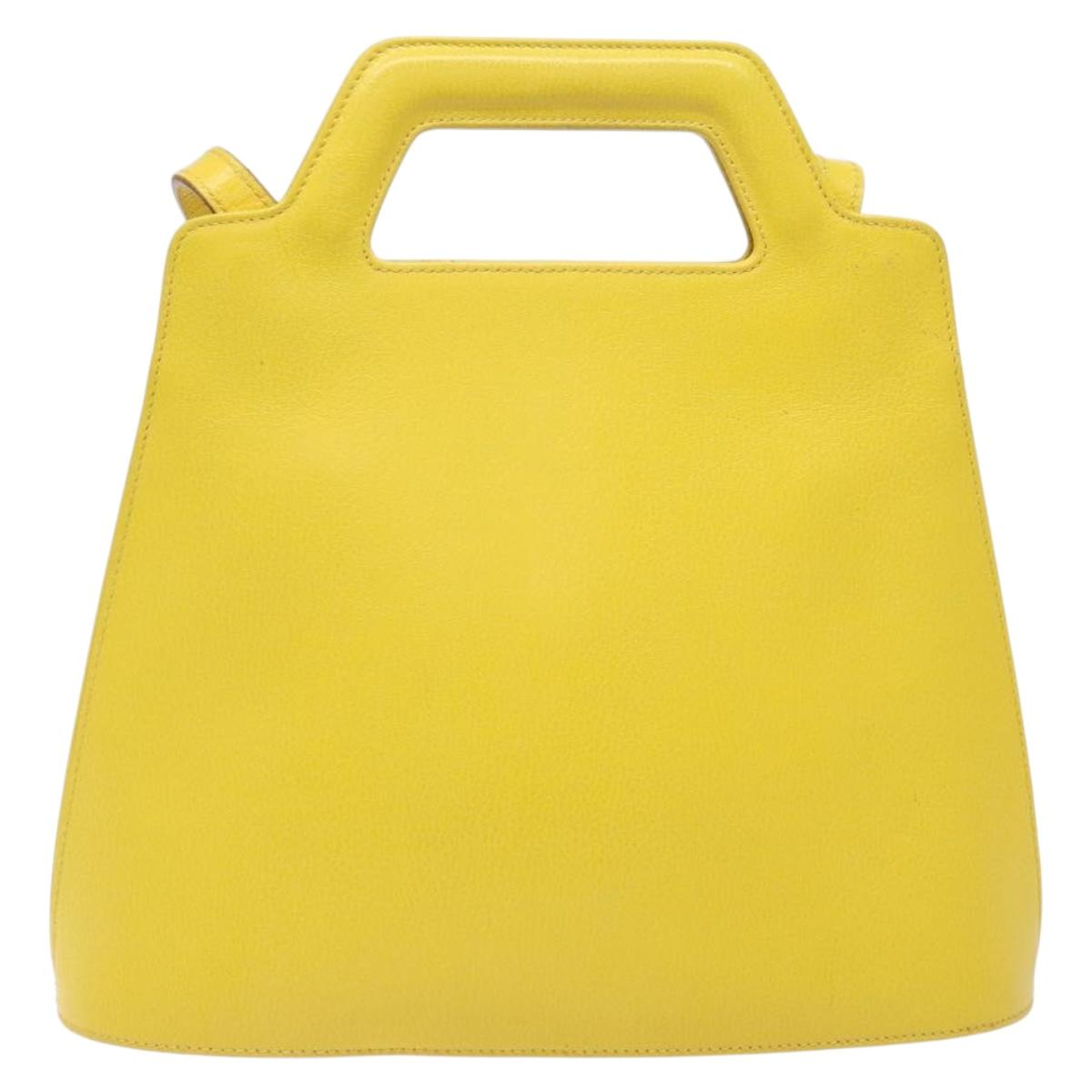 Salvatore Ferragamo Hand Bag Leather 2way Yellow Auth 135797