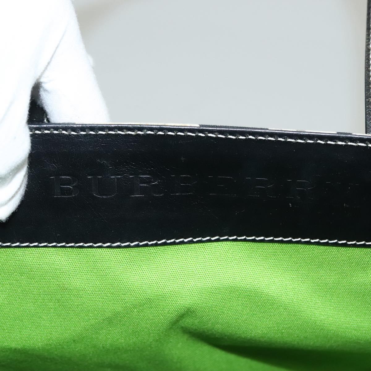 BURBERRY Tote Bag Canvas Black Silver Auth 135811