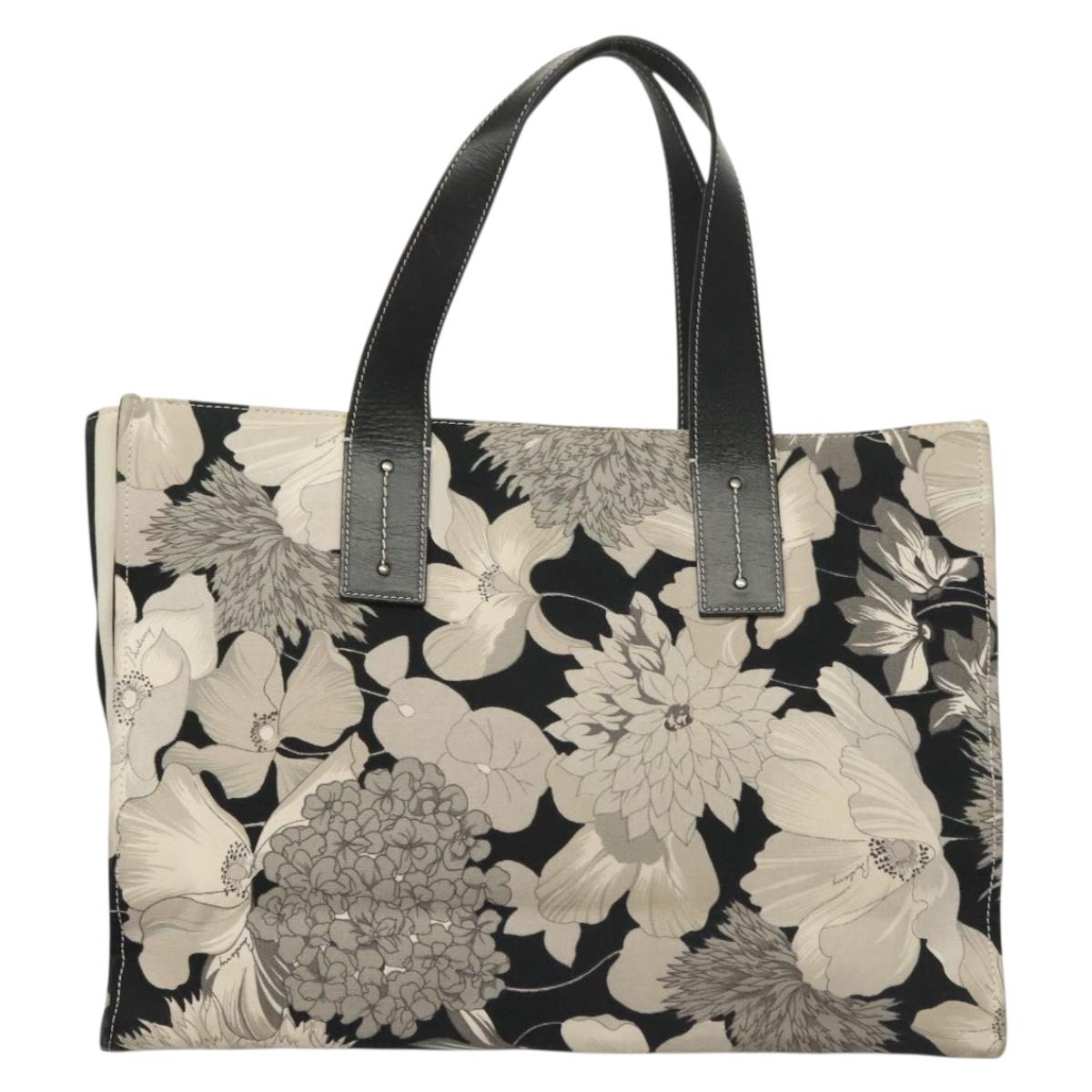 BURBERRY Tote Bag Canvas Black Silver Auth 135811