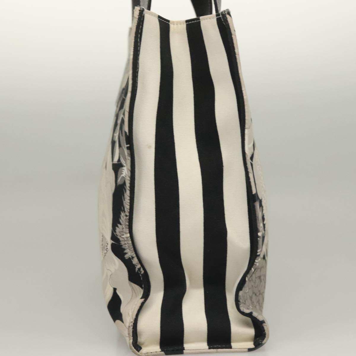 BURBERRY Tote Bag Canvas Black Silver Auth 135811