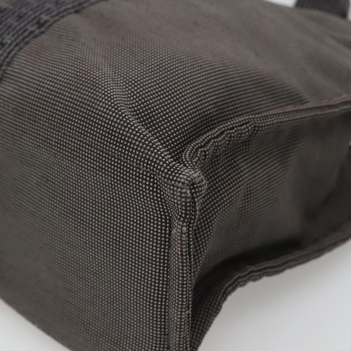 HERMES Her Line MM Hand Bag Canvas Gray Auth 135814