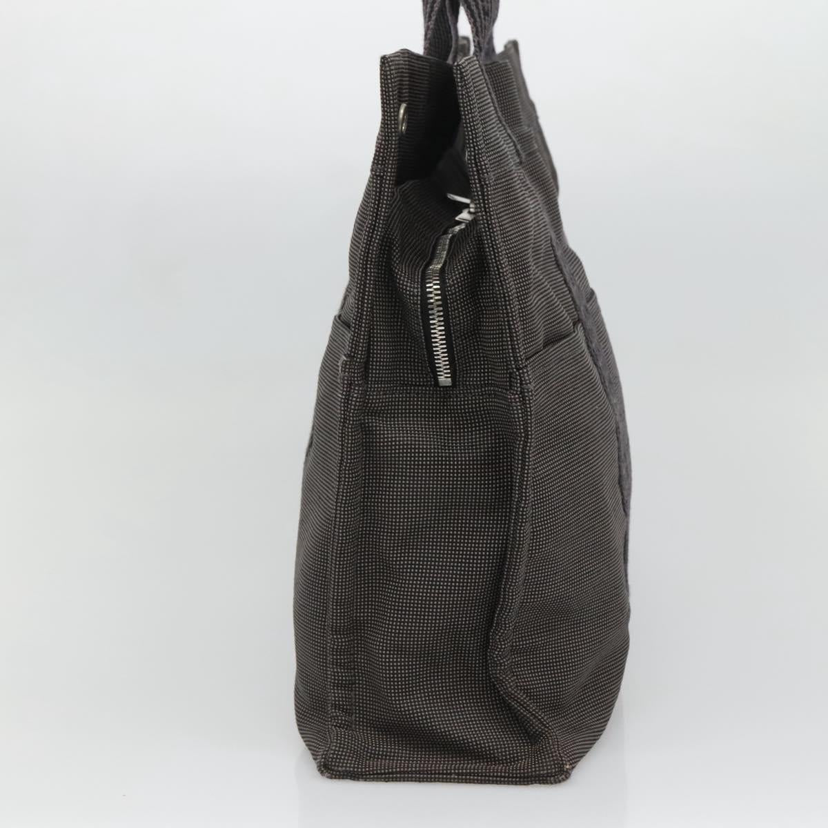 HERMES Her Line MM Hand Bag Canvas Gray Auth 135814