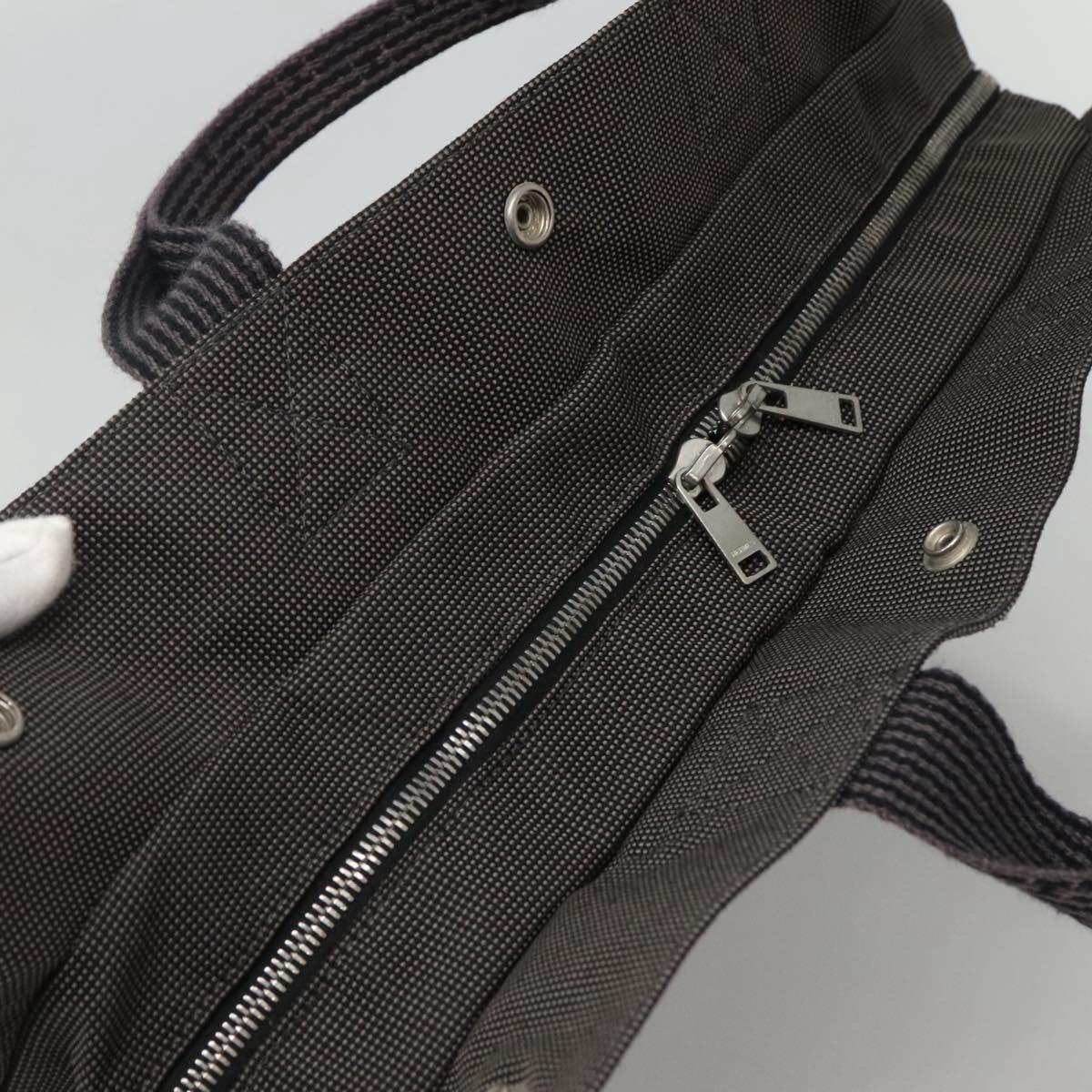 HERMES Her Line MM Hand Bag Canvas Gray Auth 135814