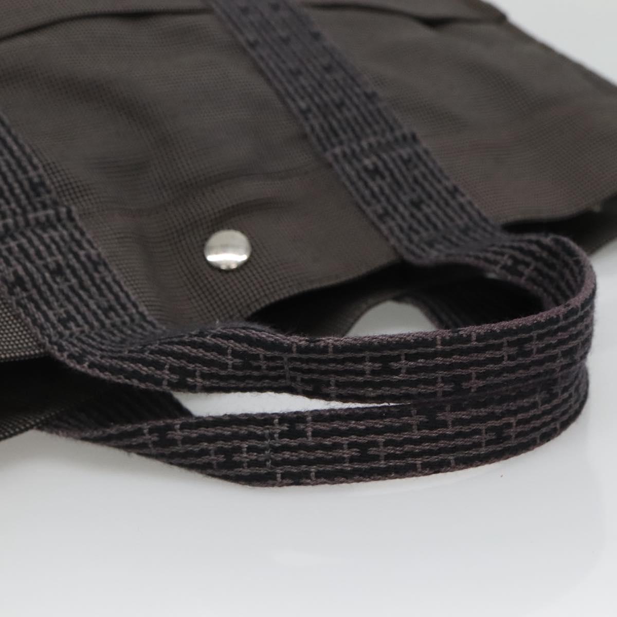 HERMES Her Line MM Hand Bag Canvas Gray Auth 135814