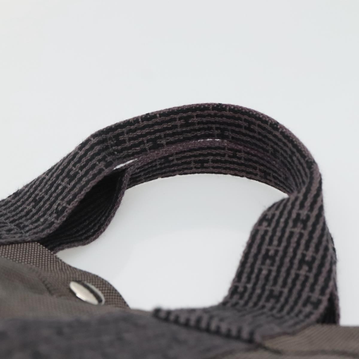 HERMES Her Line MM Hand Bag Canvas Gray Auth 135814