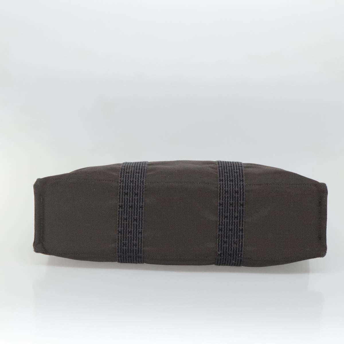 HERMES Her Line MM Hand Bag Canvas Gray Auth 135814