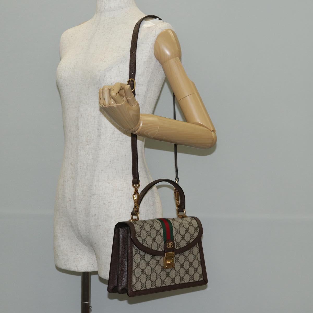 GUCCI Balenciaga Collaboration Web Sherry Line Bag PVC Beige 680119 Auth135820SM