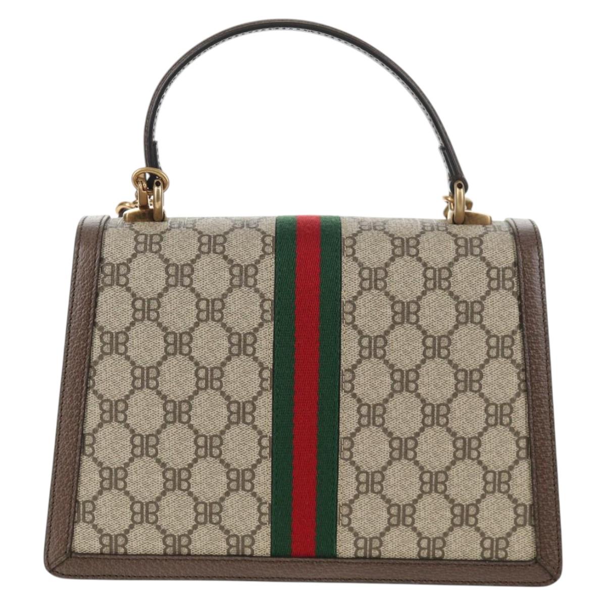 GUCCI Balenciaga Collaboration Web Sherry Line Bag PVC Beige 680119 Auth135820SM