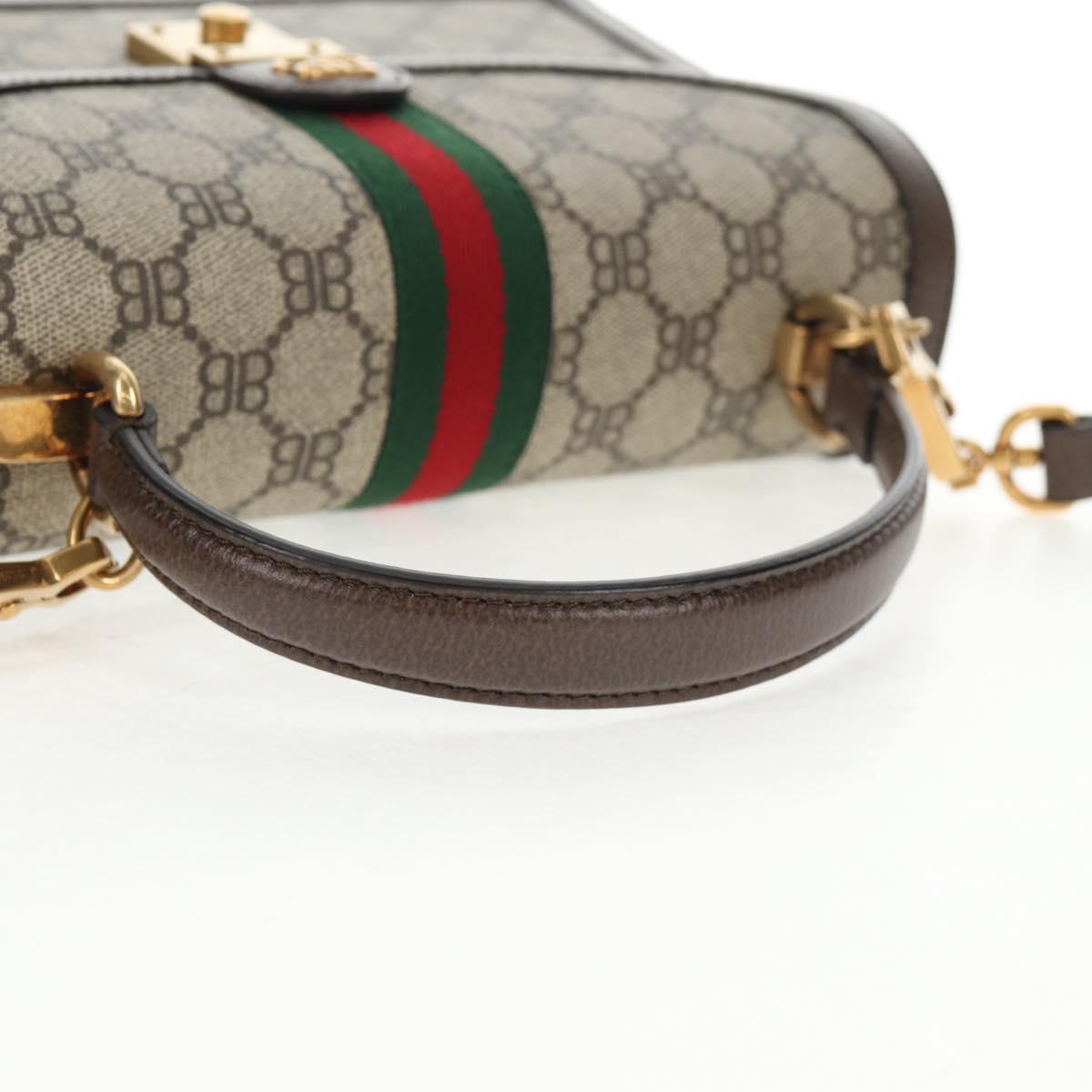 GUCCI Balenciaga Collaboration Web Sherry Line Bag PVC Beige 680119 Auth135820SM