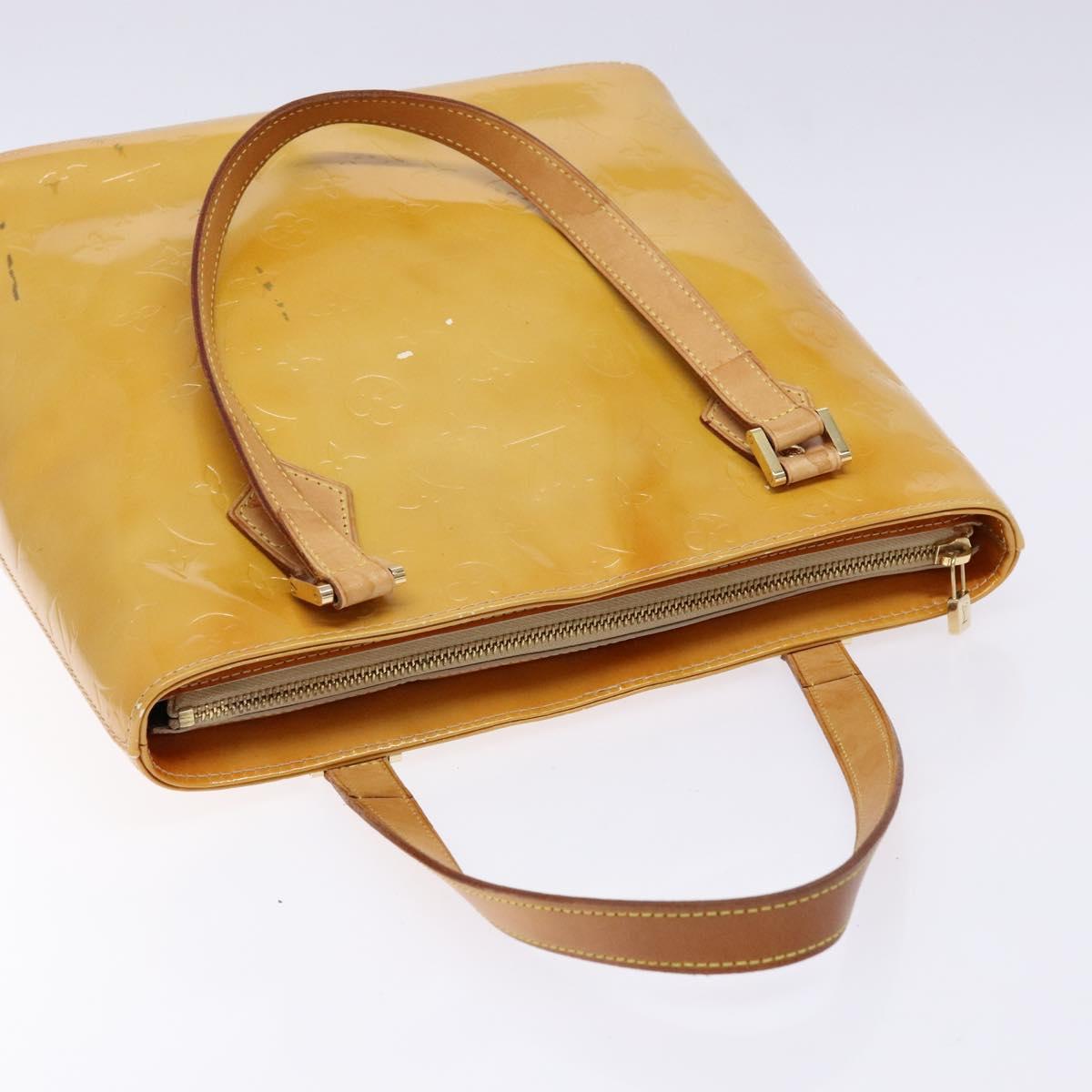 LOUIS VUITTON Monogram Vernis Houston Hand Bag Beige M91004 LV Auth 135882
