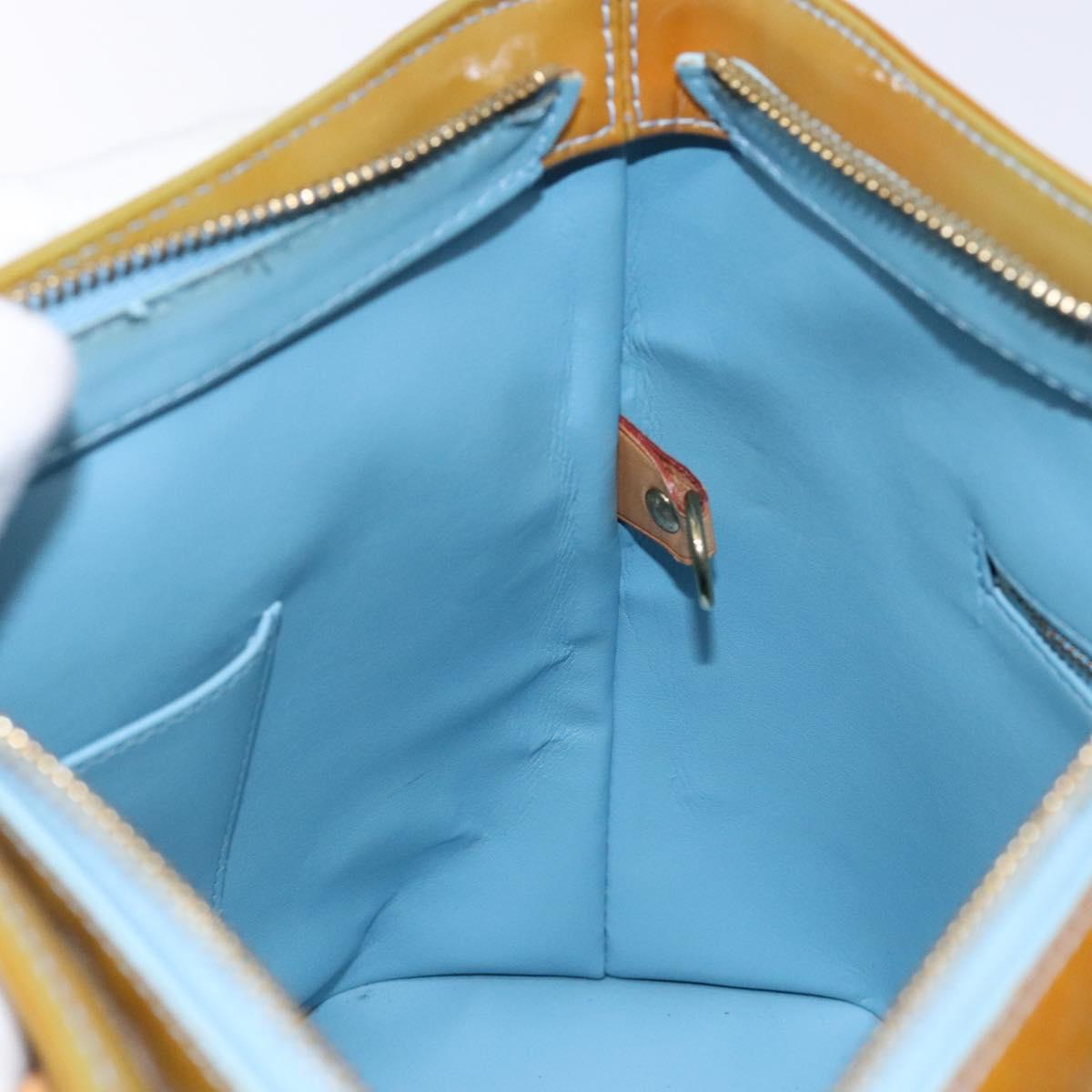 LOUIS VUITTON Monogram Vernis Houston Hand Bag Baby Blue M91005 LV Auth 135883