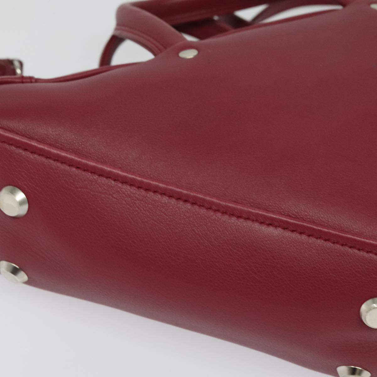 BALENCIAGA Triangle Duffel Hand Bag Leather 2way Red 476975 Auth 135922