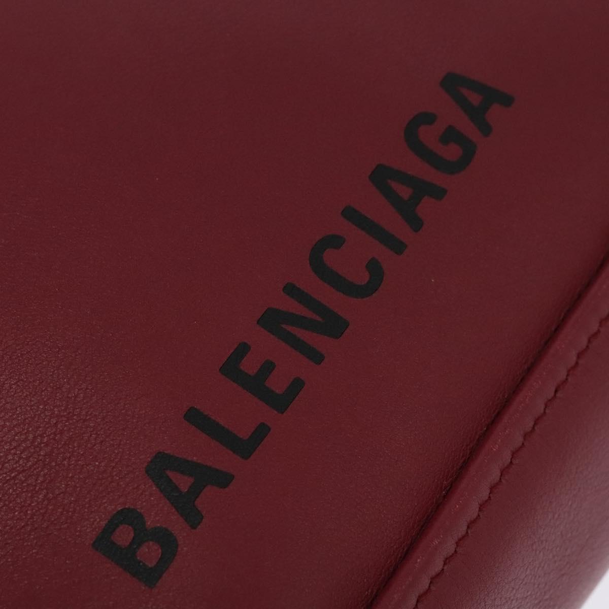 BALENCIAGA Triangle Duffel Hand Bag Leather 2way Red 476975 Auth 135922