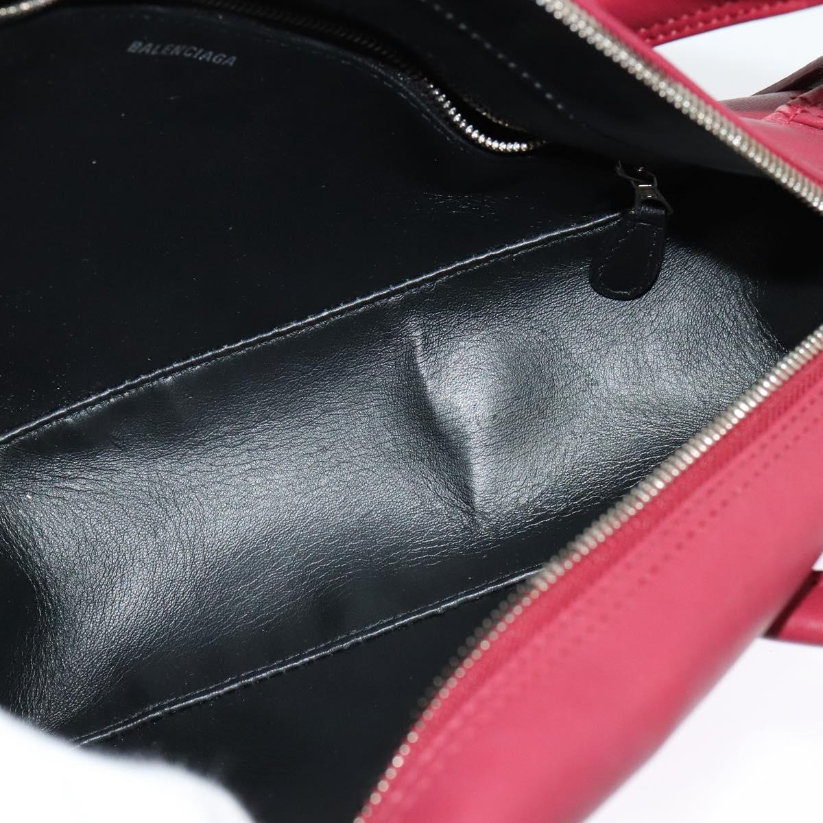 BALENCIAGA Triangle Duffel Hand Bag Leather 2way Red 476975 Auth 135922