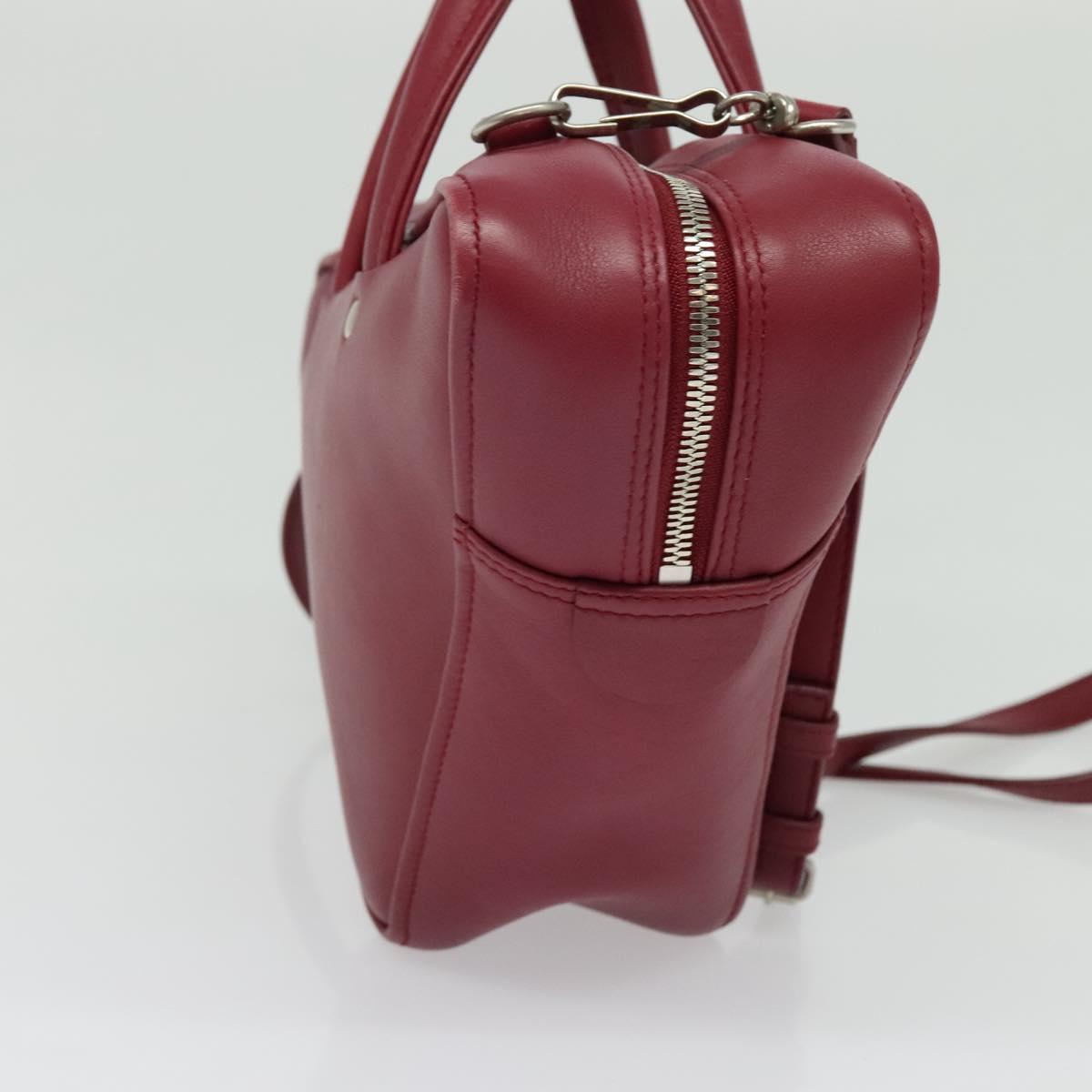 BALENCIAGA Triangle Duffel Hand Bag Leather 2way Red 476975 Auth 135922