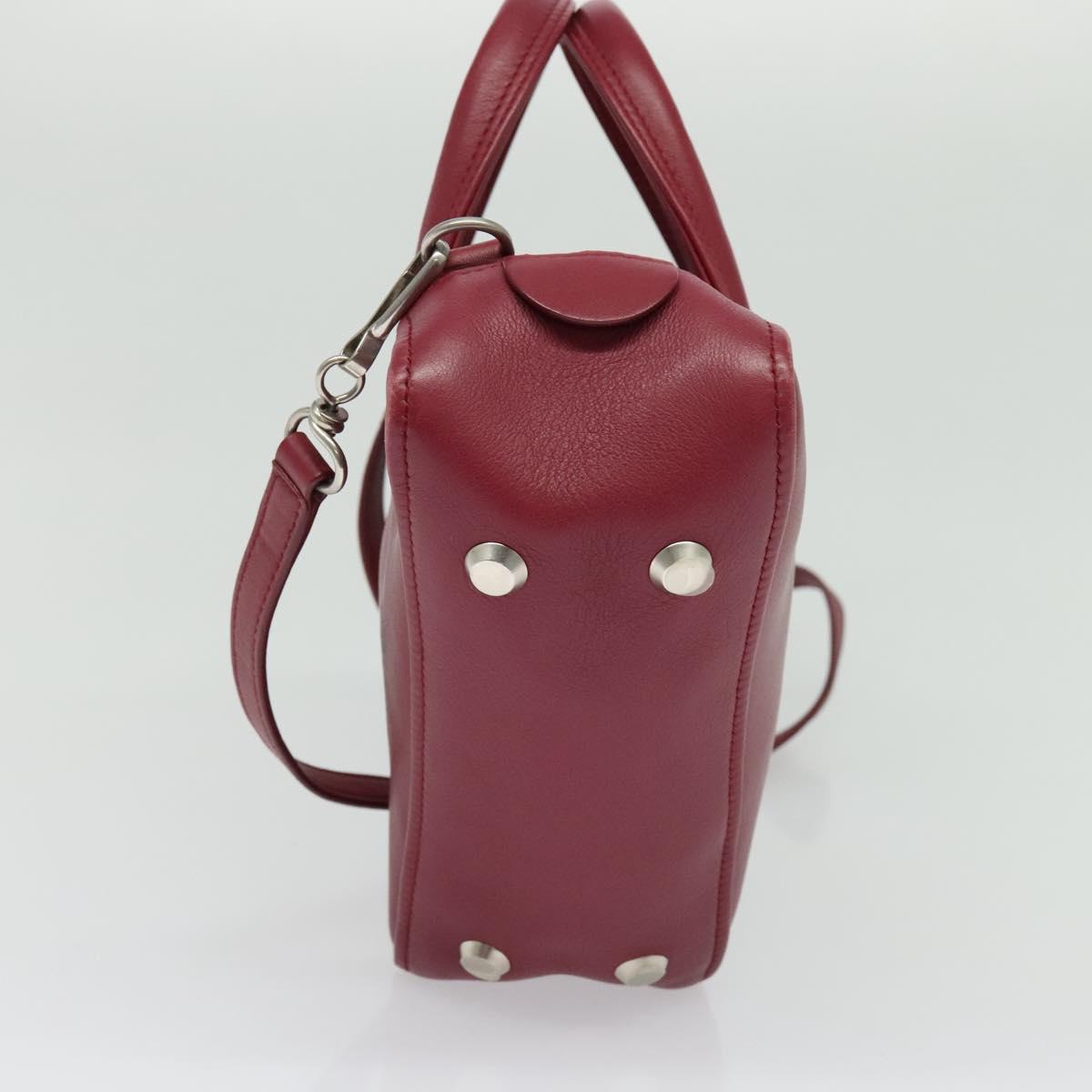 BALENCIAGA Triangle Duffel Hand Bag Leather 2way Red 476975 Auth 135922