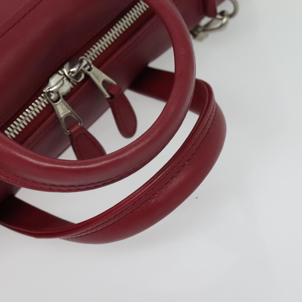 BALENCIAGA Triangle Duffel Hand Bag Leather 2way Red 476975 Auth 135922