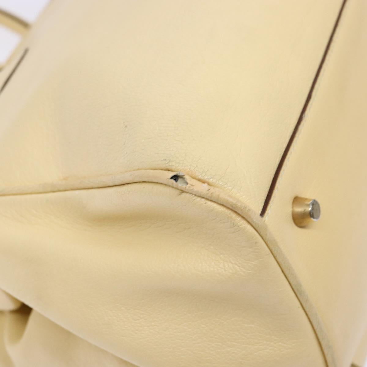 PRADA Gamaguchi Hand Bag Leather Beige Gold Auth 135924