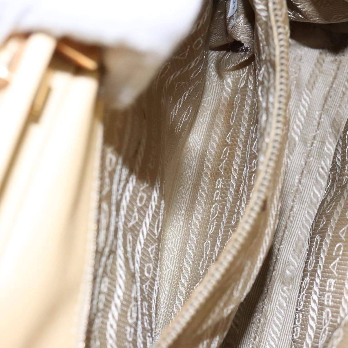 PRADA Gamaguchi Hand Bag Leather Beige Gold Auth 135924