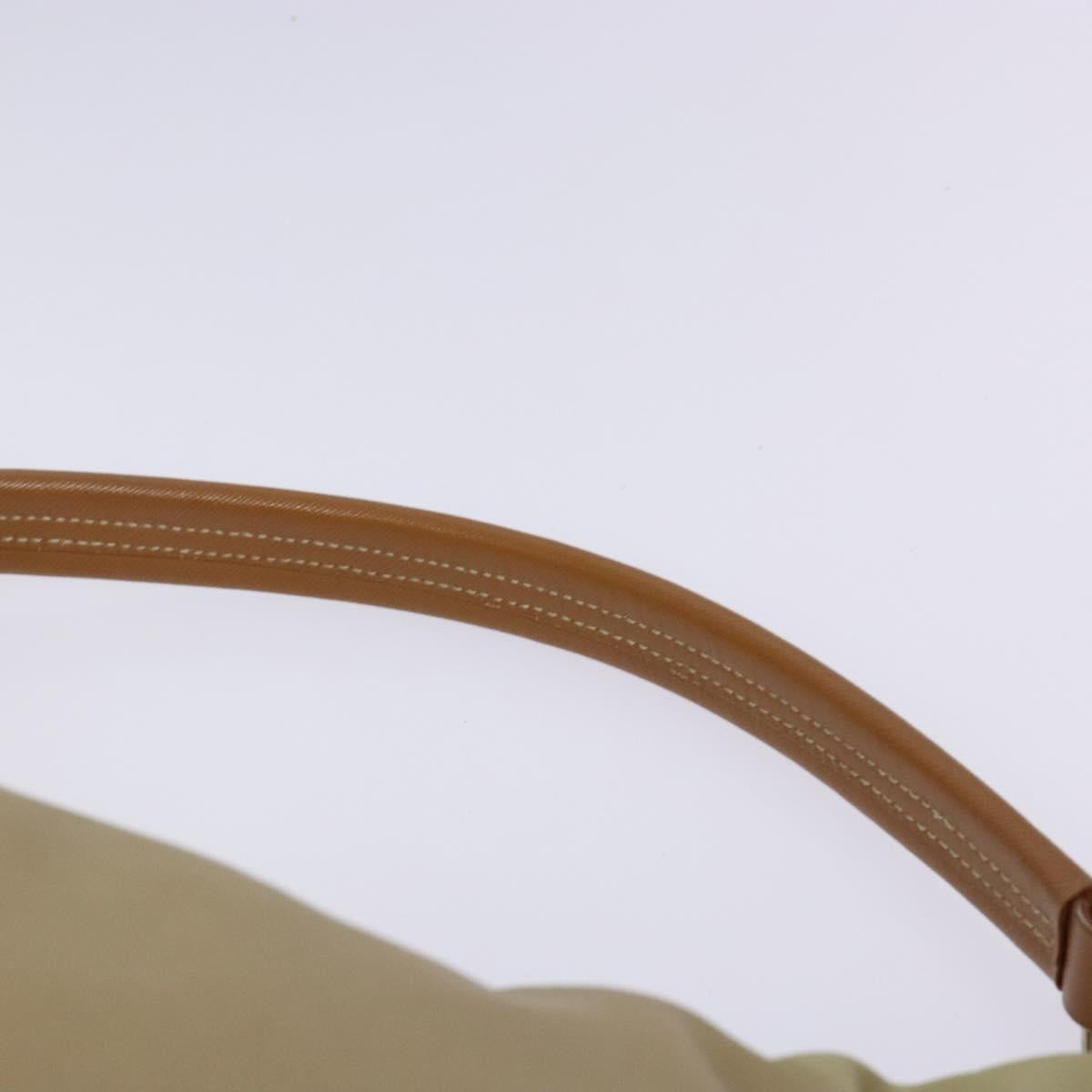 PRADA Tote Bag Nylon Beige Silver Auth 135926