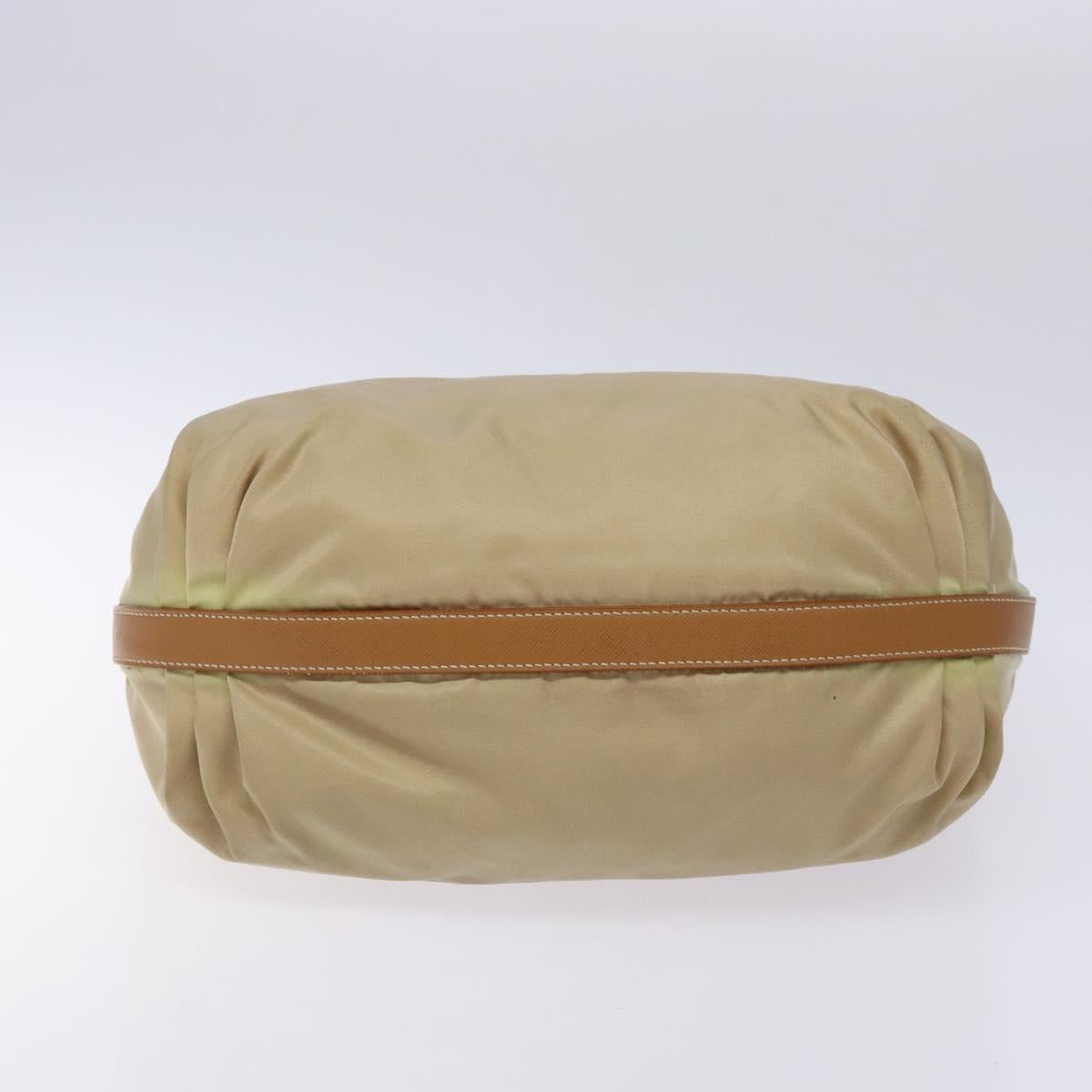 PRADA Tote Bag Nylon Beige Silver Auth 135926