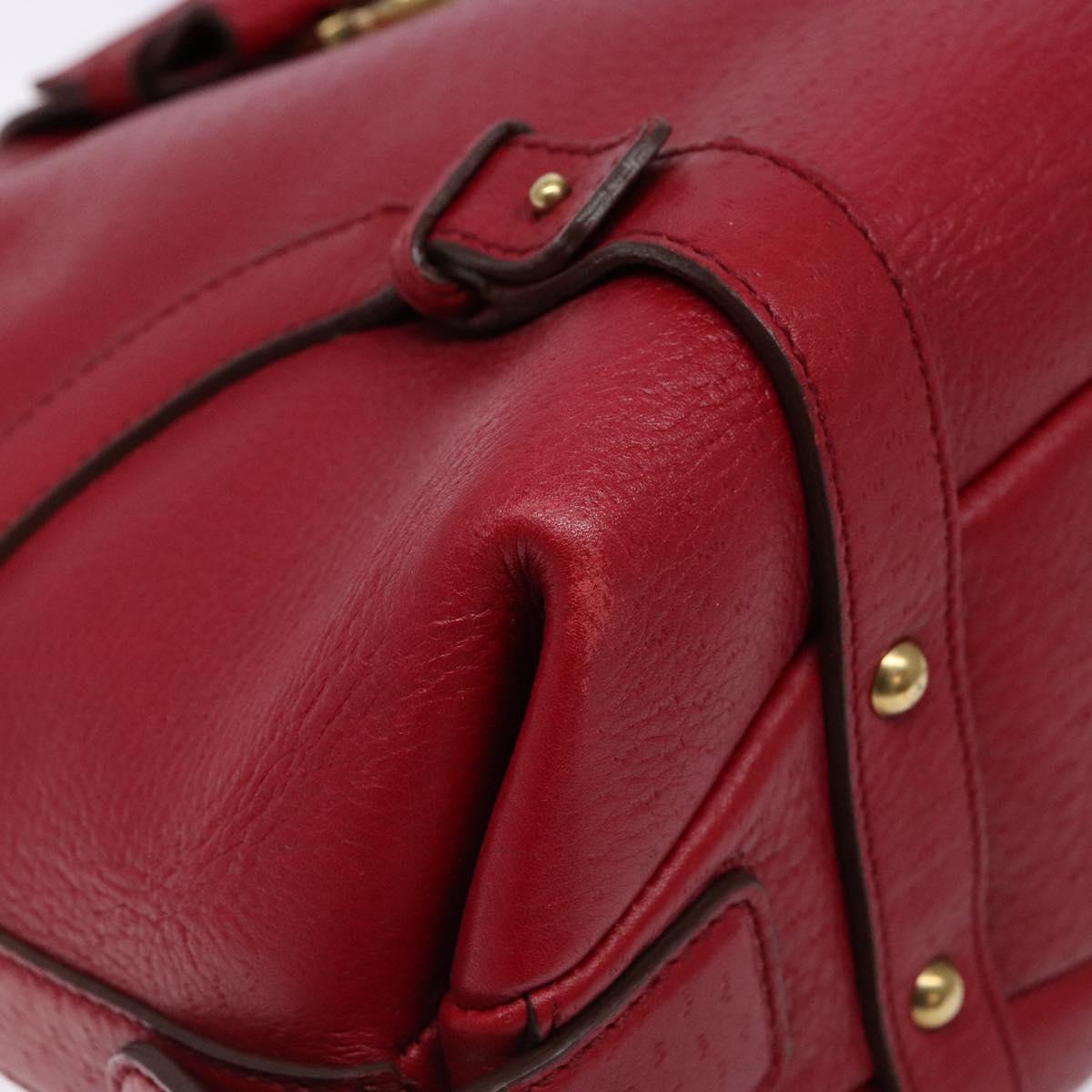 Salvatore Ferragamo Gancini Hand Bag Leather Red Gold Auth 135928