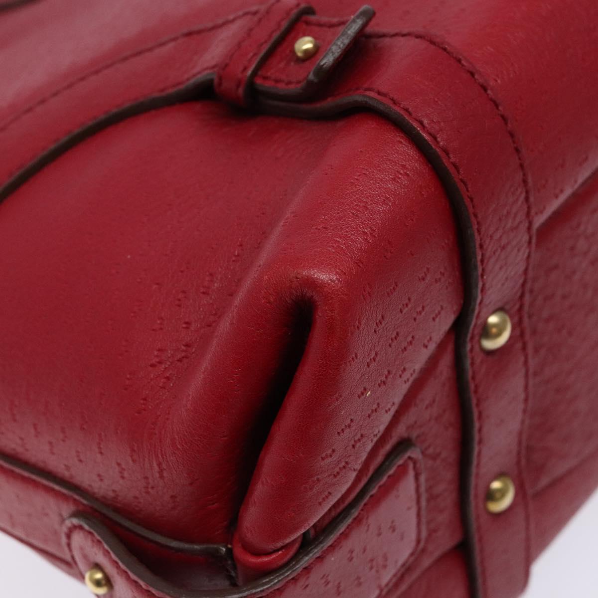 Salvatore Ferragamo Gancini Hand Bag Leather Red Gold Auth 135928