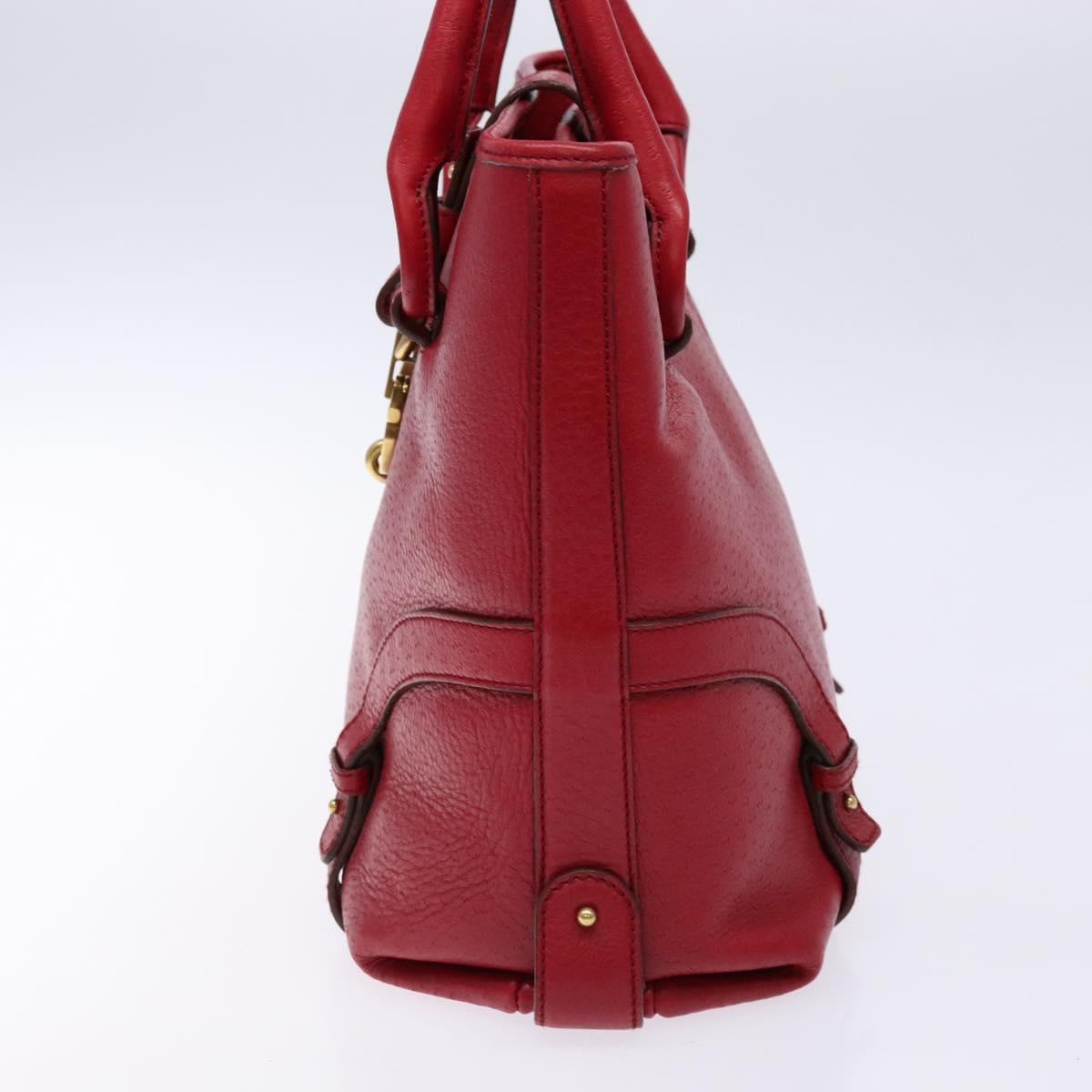 Salvatore Ferragamo Gancini Hand Bag Leather Red Gold Auth 135928