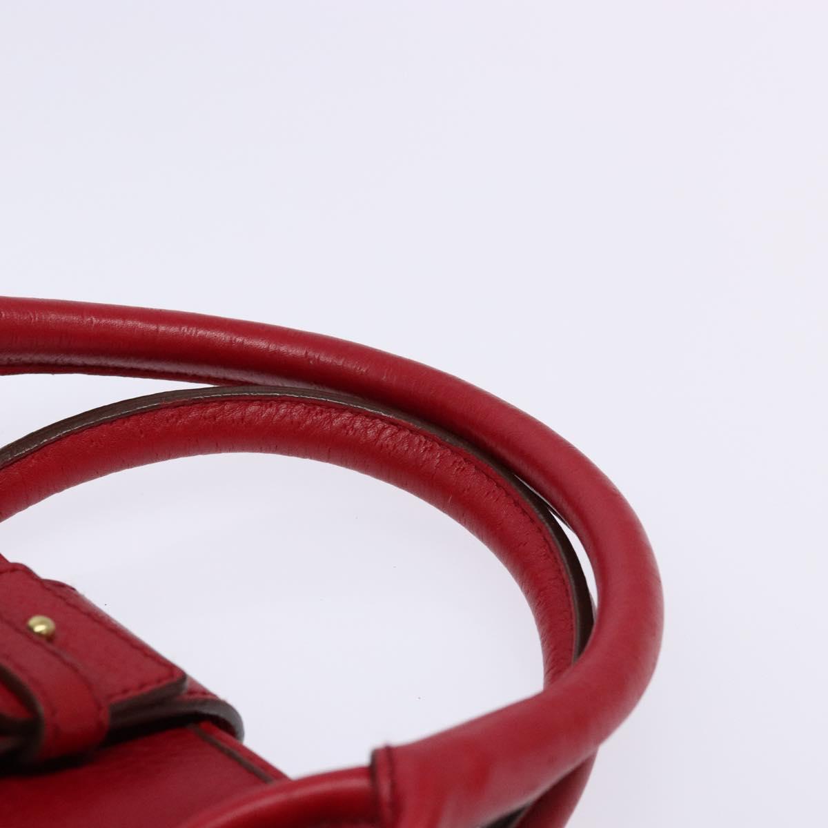 Salvatore Ferragamo Gancini Hand Bag Leather Red Gold Auth 135928