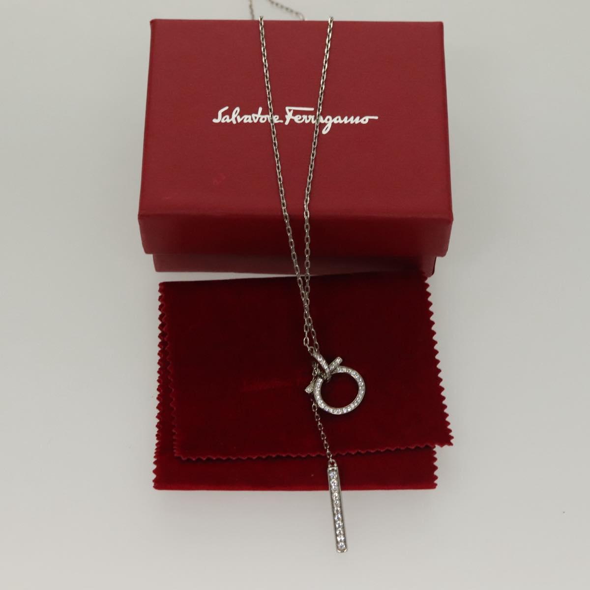 Salvatore Ferragamo Gancini Necklace metal Silver Auth 135938