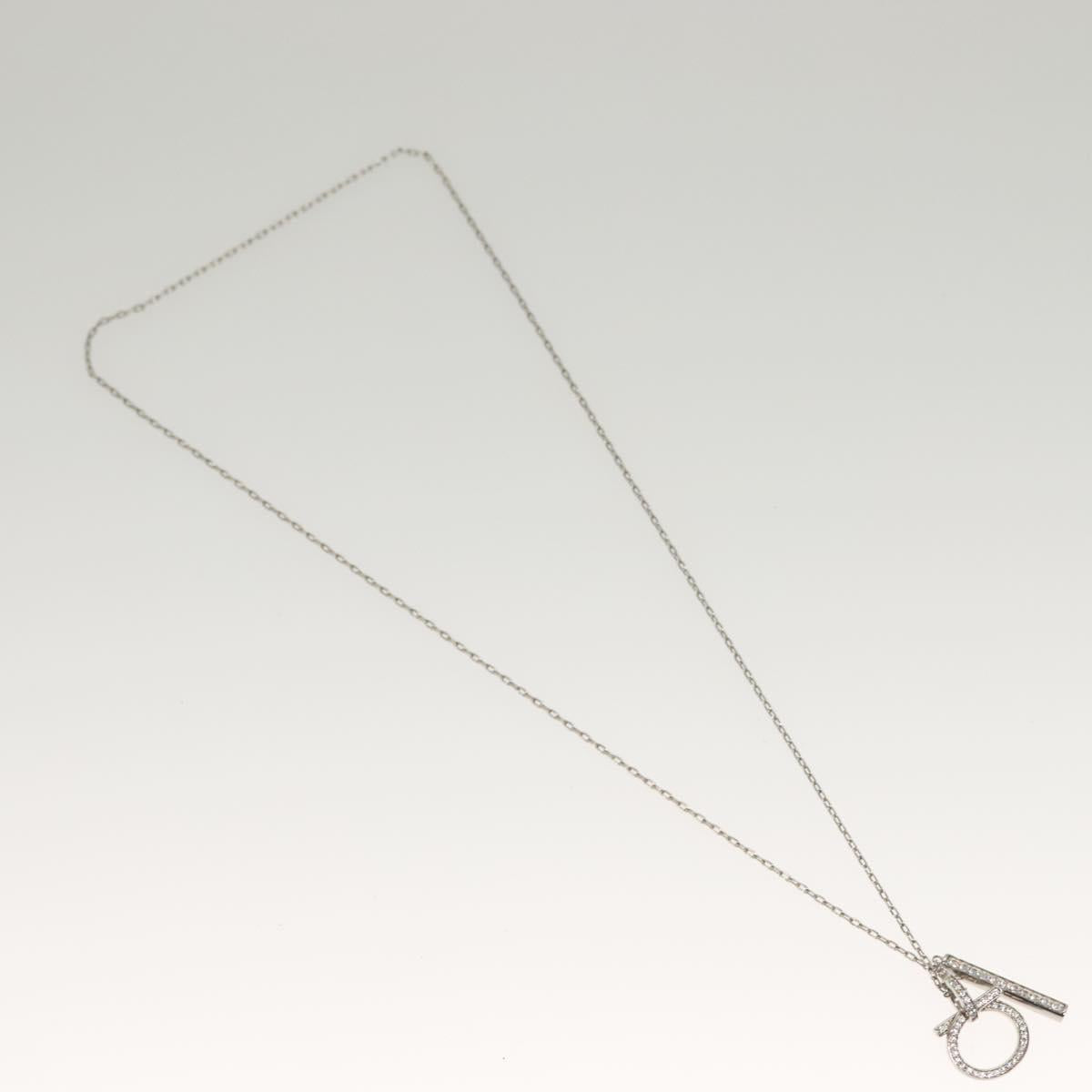 Salvatore Ferragamo Gancini Necklace metal Silver Auth 135938
