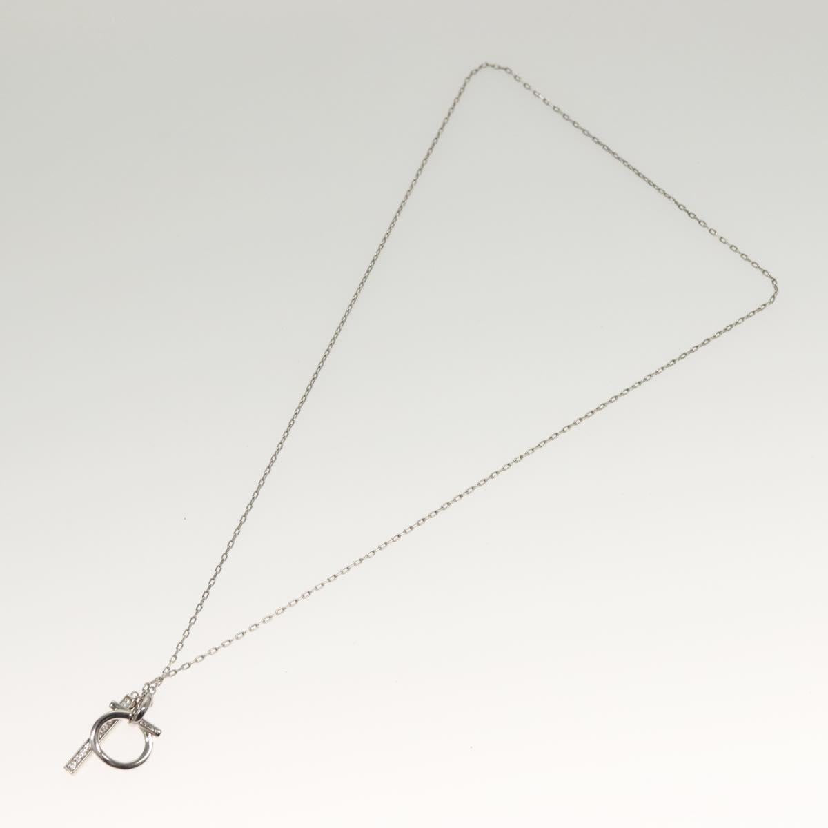 Salvatore Ferragamo Gancini Necklace metal Silver Auth 135938