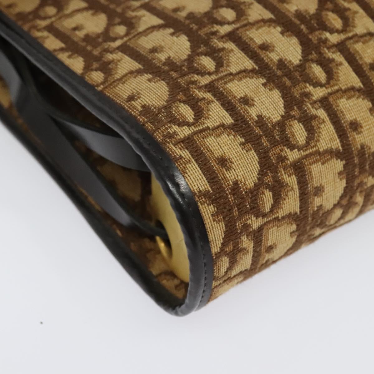 Christian Dior Trotter Canvas Shoulder Bag Brown Gold Auth 135940