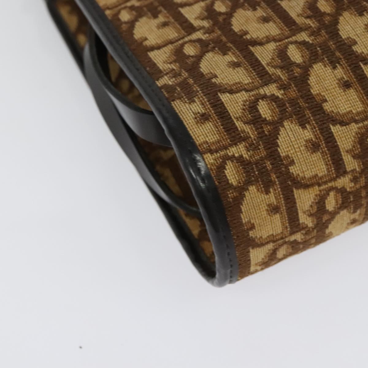 Christian Dior Trotter Canvas Shoulder Bag Brown Gold Auth 135940
