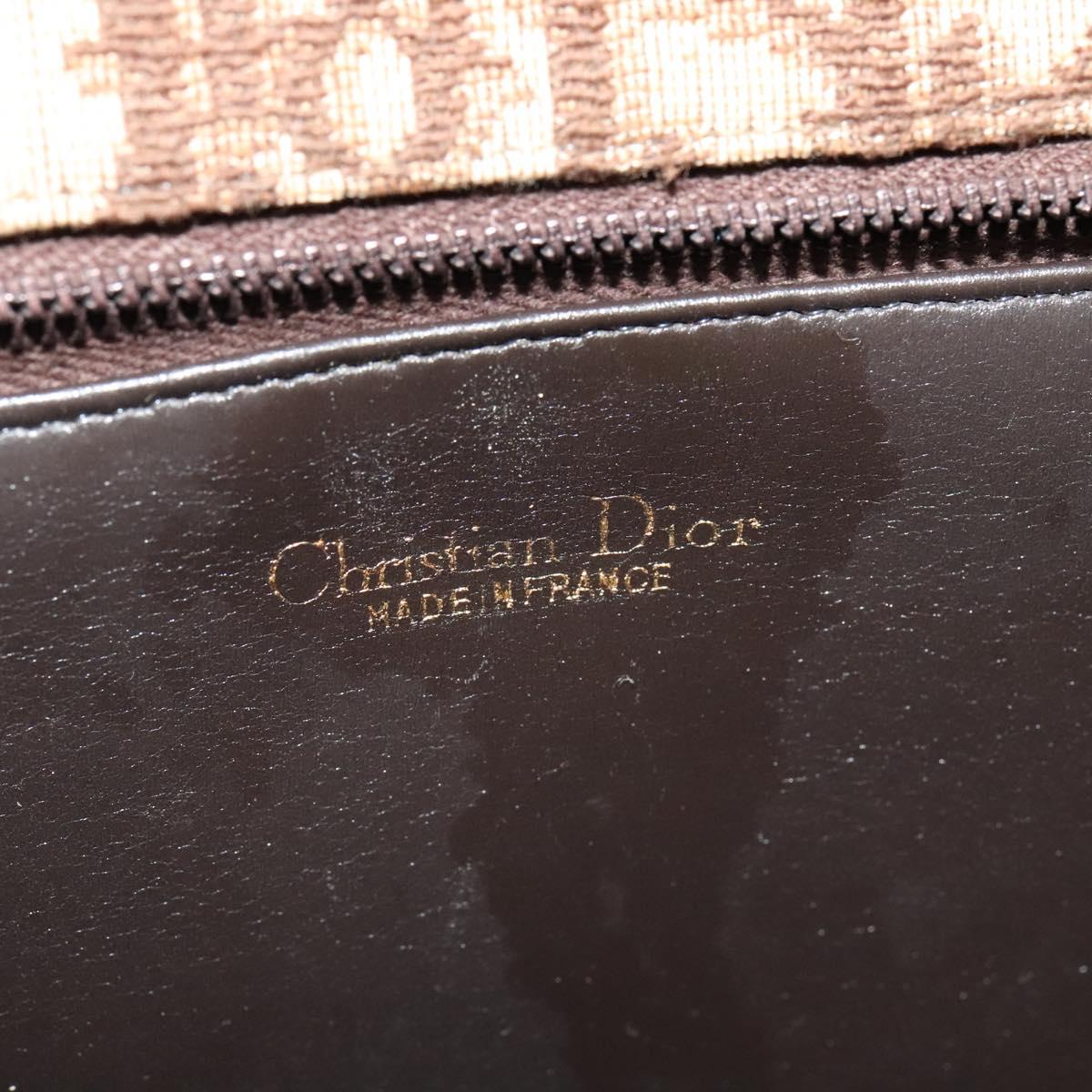 Christian Dior Trotter Canvas Shoulder Bag Brown Gold Auth 135940
