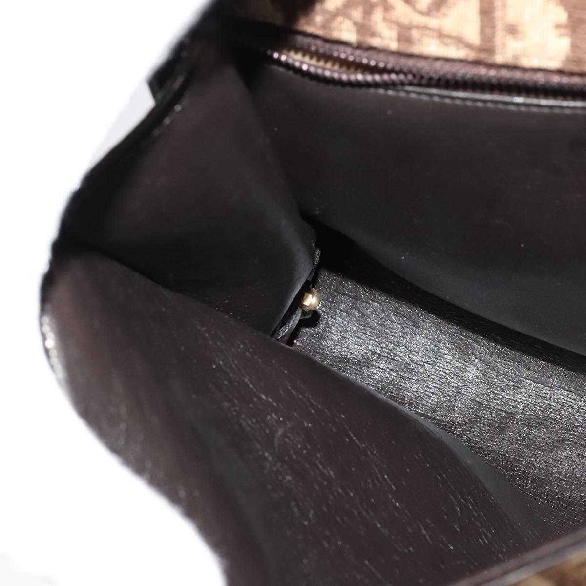 Christian Dior Trotter Canvas Shoulder Bag Brown Gold Auth 135940